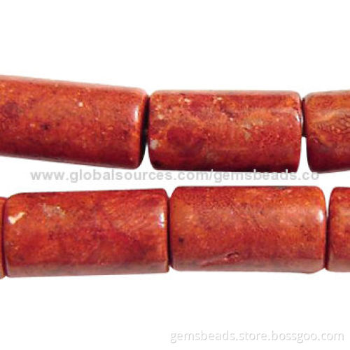 Gemstone bamboo coral tube beadsNew